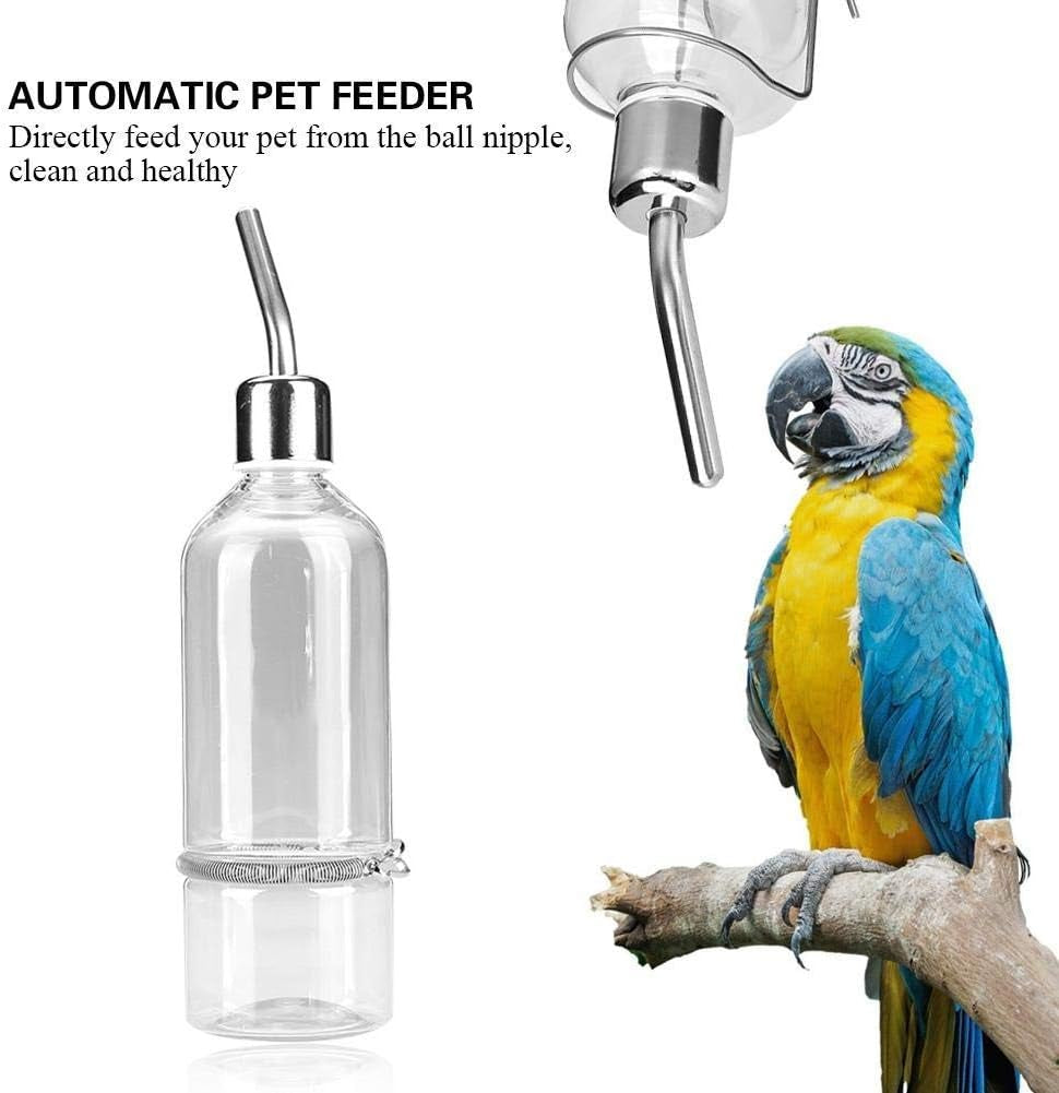 Pet Water Dispenser Automatic Pet Water Feeder Pet Hanging Water Feeding Bottle Hamster Water Bottle Water Feeder for Birds with Stainless Steel Ball Nipple